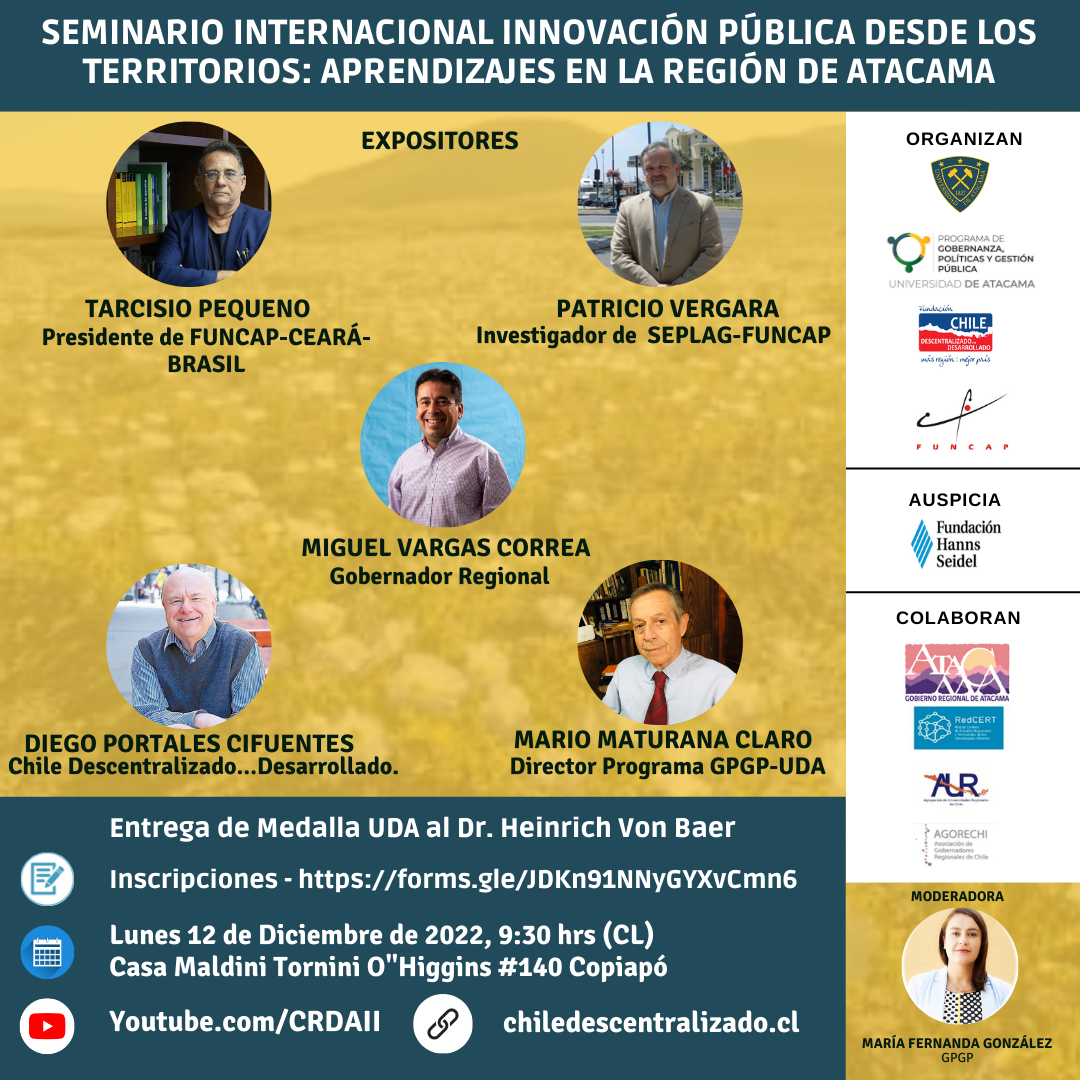 Programa de Gobernanza realiza Seminario Internacional «Innovación Pública desde los territorios: Aprendizajes en la Región de Atacama»